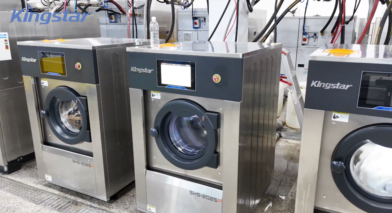 Do industrial washing machines have reliable protective devices when operating at high temperature, high pressure, or high speed?